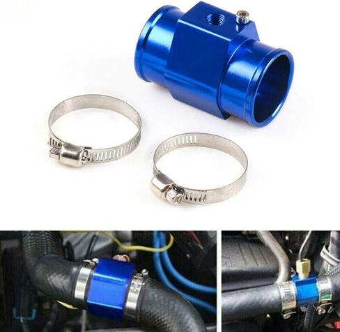 40mm Water Temp Gauge Joint Pipe, Blue Aluminum Radiator Hose Adapter With Stainless Steel Clamps For Car Temperature Sensor Installation 3 Pack in Kuwait