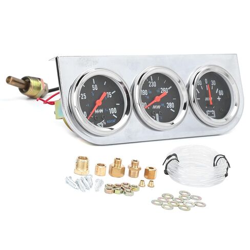 Haofy 3-in-1 Triple Gauge Set Meter Current Meter AMP Water Temp Oil Pressure Gauge with Black Dial Red Pointer Light for 12V Car Boat Truck in Kuwait