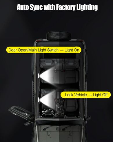 مجموعة مصابيح LED داخلية مكونة من 4 قطع متوافقة مع Ford Bronco 2 & 4 Door 20212002 2003 2024، توصيل وتشغيل البضائع وترقية المقصورة، مزامنة تلقائية مع أضواء المصنع (ليست للرياضة) in Kuwait
