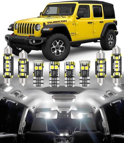 استبدال ضوء LED الداخلي للسيارة BMT xms لسيارة JEEP Wrangler JK 2-Door 4-Door 2007-2018,6000K حزمة لمبات الإضاءة الداخلية فائقة السطوع، 7 قطع in Kuwait