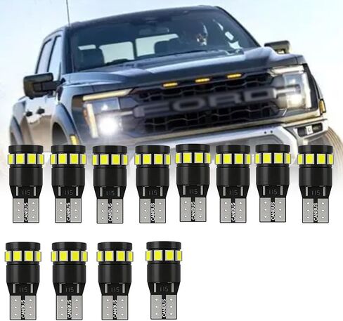 12x مجموعة إضاءة داخلية LED بيضاء لسيارة Ford F-150,250HD, 350 HD 1997-2014 | 6000K سوبر برايت | أضواء لوحة ترخيص باب البضائع على شكل قبة الخريطة | التوصيل والتشغيل | 12 عبوة in Kuwait