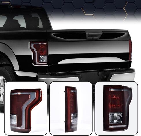 PIT66 Tail Lights Assembly Compatible With Ford F150 2015-2017 Smoky Lens Rear Lights Brake Lamps Drive & Passenger Side 【FL3Z13405A-PFM, FO2800239, FL3Z13404A-PFM, FO2801239 】 in Kuwait