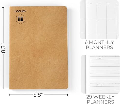 دفتر ملاحظات LOCHBY® A5 (5.8 بوصة × 8.3 بوصة) | ورق نهر تومو 68 جرامًا للمتر المربع، مناسب لقلم الحبر | غطاء كرافت | إعادة ملء المجلة الميدانية | للسفر والعمل والمدرسة واليوميات in Kuwait
