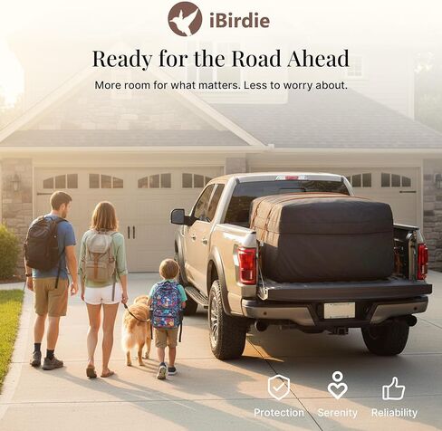 حقيبة شحن لسرير الشاحنة iBirdie، صندوق تخزين مقاوم للماء بسعة 32 قدمًا مكعبًا، 1200D شديد التحمل، مقاس 60 بوصة × 37 بوصة × 25 بوصة، منظم شحن بهيكل ناعم قابل للطي مع أشرطة in Kuwait