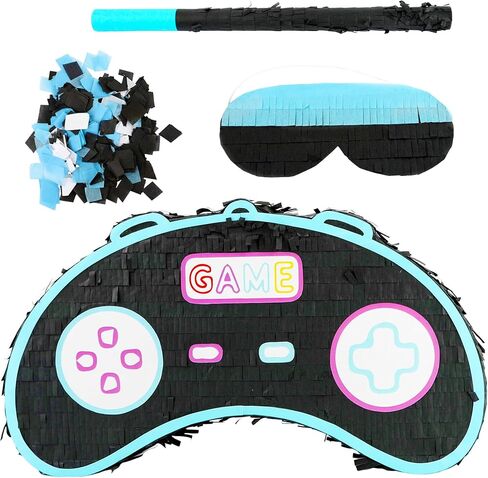 Video Game Controller Pinata with Stick and Blindfold Video Game Theme Party Piñata Set Video Gamer Controller Fringe Piñata for Adults Kids Birthday Gaming Party Decorations Carnival Supplies in Kuwait