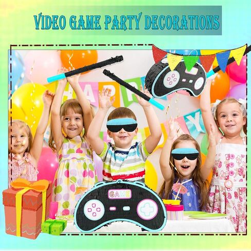 Video Game Controller Pinata with Stick and Blindfold Video Game Theme Party Piñata Set Video Gamer Controller Fringe Piñata for Adults Kids Birthday Gaming Party Decorations Carnival Supplies in Kuwait