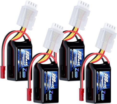بطارية ليبو Zeee 3S بقدرة 380 مللي أمبير في الساعة 11.1 فولت 50C RC مع قابس JST لطائرة FPV بدون طيار كوادكوبتر بدون طيار وطائرة هليكوبتر وطائرة RC وقارب RC ونماذج RC للسيارة (4 عبوات) in Kuwait
