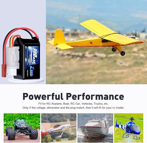 بطارية ليبو Zeee 3S بقدرة 380 مللي أمبير في الساعة 11.1 فولت 50C RC مع قابس JST لطائرة FPV بدون طيار كوادكوبتر بدون طيار وطائرة هليكوبتر وطائرة RC وقارب RC ونماذج RC للسيارة (4 عبوات) in Kuwait