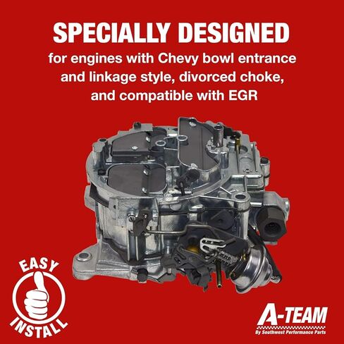 مكربن ​​رباعي الأداء من A-Team 750 CFM 4MV M4MC - يعزز الطاقة وعزم الدوران 4 أسطوانات - متوافق مع أنظمة شيفروليه 1966-73 و1977 بونتياك ترانس آم EGR in Kuwait