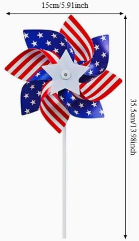 6Pcs 4th of July Patriotic Pinwheel Wind Spinners, American Flag Windmills for Yard Garden Decor, Red White Blue Outdoor Decor for Memorial Day in Kuwait