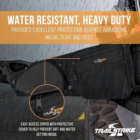 أكياس باب Trailstrike سوداء RZR للطرق الوعرة UTV الأمامية العلوية اليسرى واليمنى مجموعة حقيبة تخزين للباب مع وسادة للركبة متوافقة مع 2014-2019 Polaris RZR XP 1000 Turbo & Turbo S 900 & 1000 (نماذج واسعة 60 بوصة) in Kuwait