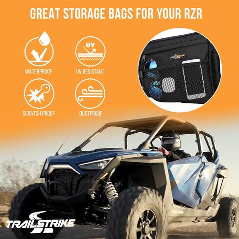 أكياس باب Trailstrike سوداء RZR للطرق الوعرة UTV الأمامية العلوية اليسرى واليمنى مجموعة حقيبة تخزين للباب مع وسادة للركبة متوافقة مع 2014-2019 Polaris RZR XP 1000 Turbo & Turbo S 900 & 1000 (نماذج واسعة 60 بوصة) in Kuwait