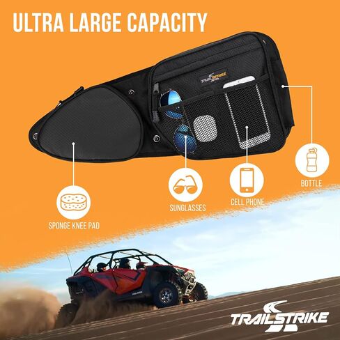أكياس باب Trailstrike سوداء RZR للطرق الوعرة UTV الأمامية العلوية اليسرى واليمنى مجموعة حقيبة تخزين للباب مع وسادة للركبة متوافقة مع 2014-2019 Polaris RZR XP 1000 Turbo & Turbo S 900 & 1000 (نماذج واسعة 60 بوصة) in Kuwait