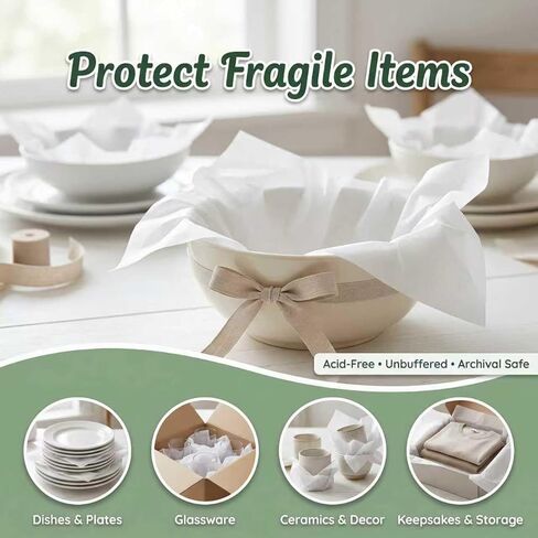 50 Sheets 24" x 36" White Tissue Paper, Acid-Free Tissue Paper for Gift Bags, Packing, Storage, Weddings, Birthdays, Christmas, DIY Crafts in Kuwait