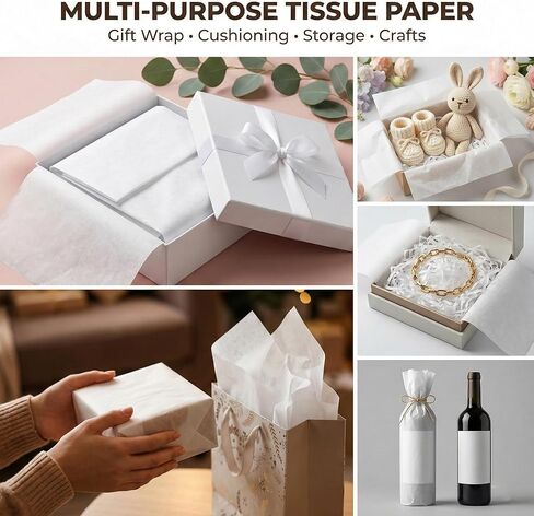 50 Sheets 24" x 36" White Tissue Paper, Acid-Free Tissue Paper for Gift Bags, Packing, Storage, Weddings, Birthdays, Christmas, DIY Crafts in Kuwait