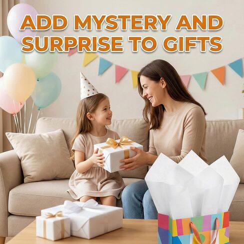 50 Sheets 24" x 36" White Tissue Paper, Acid-Free Tissue Paper for Gift Bags, Packing, Storage, Weddings, Birthdays, Christmas, DIY Crafts in Kuwait