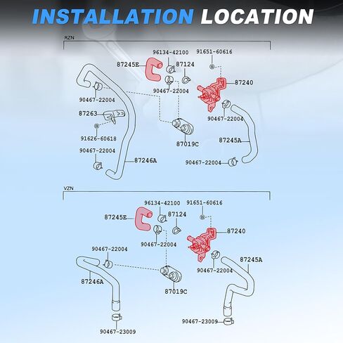 ACROPIX No.87240-35070 صمام التحكم في سخان HVAC مع خرطوم مدخل لسيارة Toyota 4Runner 2.7L L4 3.4L V6 1999-2002 لسيارة Land Cruiser Prado 90 Series استبدال 87245-35670/8724035070 in Kuwait