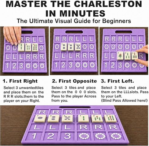 Mahjong Practice Board Passing Cheat Sheet Charleston Study Aid for Solo Drills Tabletop Guide for Left Right Across Sequence Essential NMJL Mahjong Accessory Purple in Kuwait
