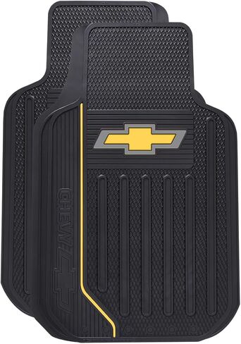 Floor Mat | Elite Series Rubber | 31in x 18in | Black | 2 Piece | Chevy Bowtie Design in Kuwait