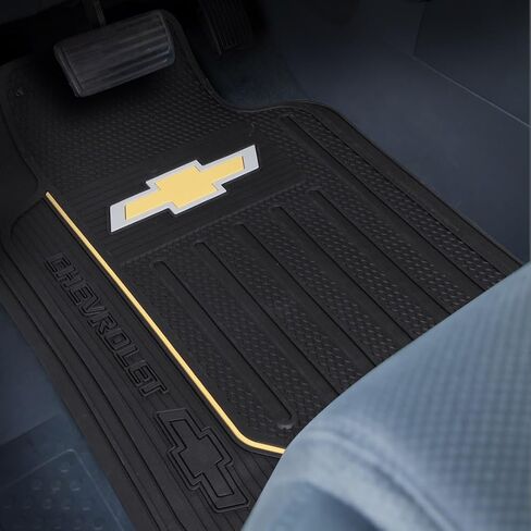 Floor Mat | Elite Series Rubber | 31in x 18in | Black | 2 Piece | Chevy Bowtie Design in Kuwait