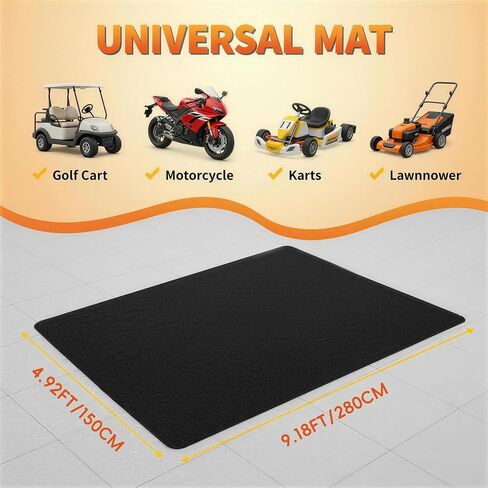 AHEONLAR Golf Cart Floor Mat 9.18 x 4.92ft, Golf Cart Mat for Garage Floor Oil Absorbent Universal Garage Floor Mat for Club Car,Motorcycle Non Slip Golf Cart Parking Mat to Protect Floor, Black in Kuwait