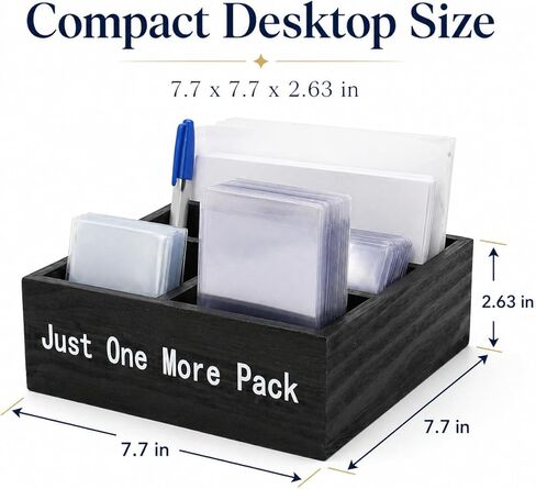 Top Loader and Penny Sleeve Dispenser TCG Rip Caddy Shipping Station Trading Card Organizer Wooden Storage Box 7.7x7.7x2.63 in in Kuwait