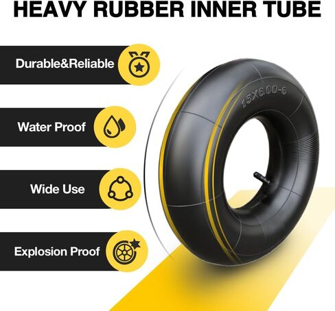 2-Pack Heavy Duty 15x6.00-6 Inner Tubes-TR13 Straight Valve Stem Premium Rubber Universal Replacement for Lawn Mower,Yard Tractor,ATV,Go Kart,Golf Cart,Snow Blower,Fits 6.50-6,145/70-6,5.30-6 in Kuwait