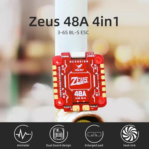 HGLRC Zeus 48A 4in1 BLS ESC 3-6S M3 for FPV Drone – Built-in Ammeter, Shock-Absorption Mounting Holes, Dual Board Design, Large Gold-Plated Pads, High Heat Dissipation for Racing Freestyle in Kuwait