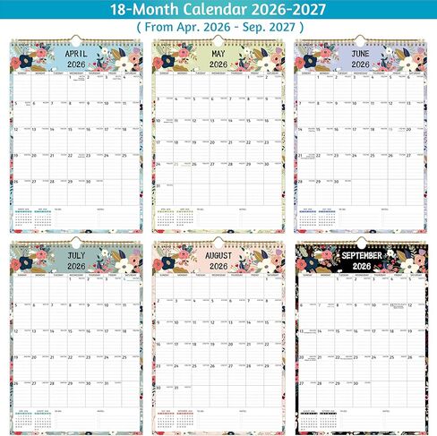 Wall Calendar 2026-2027 – Apr.2026 - Sep.2027, Calendar 2026-2027 Wall, 18 Monthly Calendar, 12 x 17 In, 2026-25 Calendar with Large Blocks, Thick Paper, Holidays, To-do ＆ Notes, Great for Organizing in Kuwait