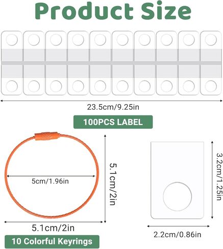 100PCS Hang Tabs, Clear Self Adhesive Tabs with 10 Stainless Steel Rings, Plastic Sticky Hang Tags and Metal Loops for Card Storage, Retail Display, Organization in Kuwait