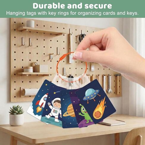 100PCS Hang Tabs, Clear Self Adhesive Tabs with 10 Stainless Steel Rings, Plastic Sticky Hang Tags and Metal Loops for Card Storage, Retail Display, Organization in Kuwait