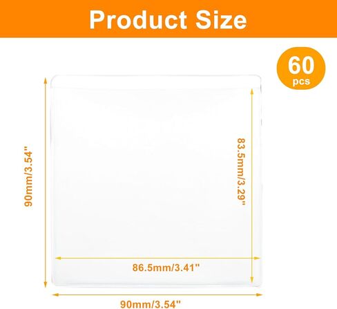 60 PCS Clear Adhesive Pockets, 3.5" x 3.5" Plastic Index Card Holder Square Labels Holder for Storage Bins and Library, Self Adhesive Tote Bag Labels Stickers for Organization in Kuwait