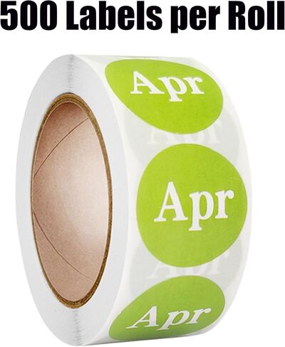 12 Rolls 6000 Labels Monthly Round Label Stickers,1 Inch Strong Adhesive, Fade-Resistant Month Stickers for Organization, Storage in Kuwait