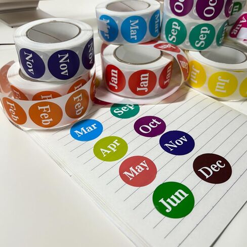 12 Rolls 6000 Labels Monthly Round Label Stickers,1 Inch Strong Adhesive, Fade-Resistant Month Stickers for Organization, Storage in Kuwait