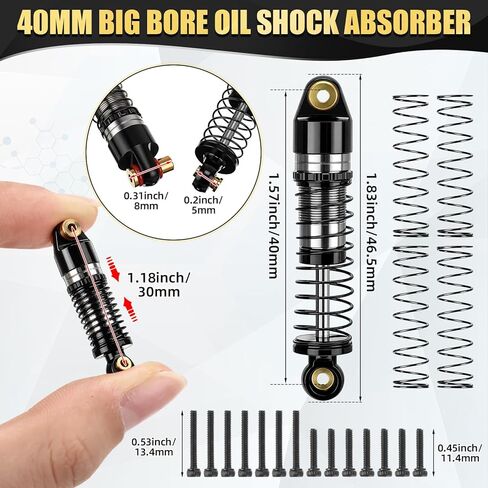 مجموعة ترقية Skylety 7 قطع RC متوافقة مع الزاحف المحوري SCX24 1/24، ممتص الصدمات المملوء بالزيت 40 مم، لوحة انزلاقية نحاسية، عمود محرك فولاذي، أجزاء هيكل ثقيلة الوزن in Kuwait