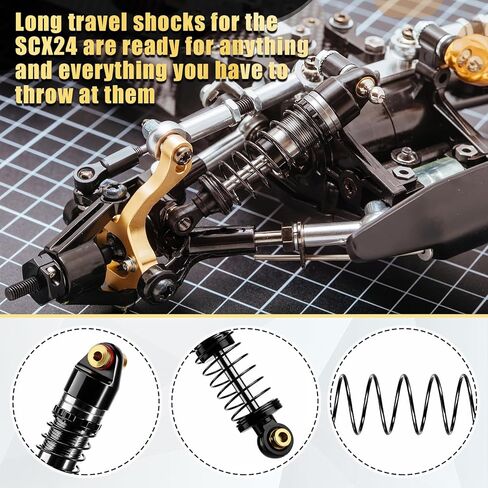 مجموعة ترقية Skylety 7 قطع RC متوافقة مع الزاحف المحوري SCX24 1/24، ممتص الصدمات المملوء بالزيت 40 مم، لوحة انزلاقية نحاسية، عمود محرك فولاذي، أجزاء هيكل ثقيلة الوزن in Kuwait