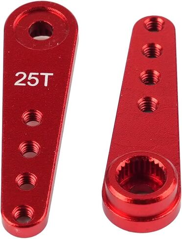 4Pcs Upgraded 25T Spline Servo Horn 37mm/1.46" Aluminum Alloy Long Servo Arm Compatible with MG995/MG996 for 1/10 1/8 RC Car Truck Crawler Boat (Red) in Kuwait