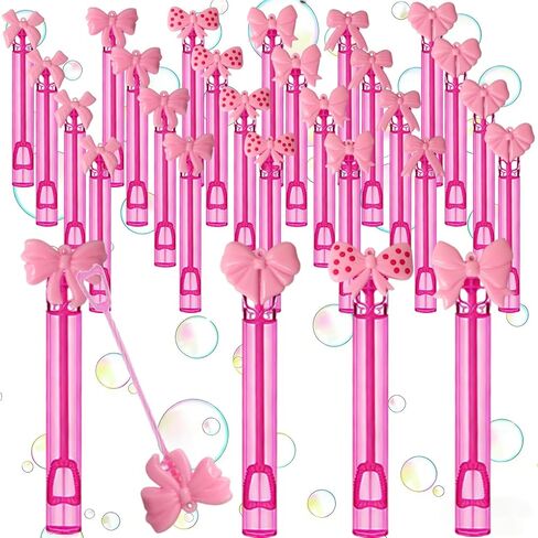24 Pcs Pink Bow Bubble Wands - Princess Themed Bubble Makers, Piñata Stuffers & Goodie Bag Fillers for Birthday Party Favors, Bridal Shower Decor, Wedding Supplies & Outdoor Activities in Kuwait