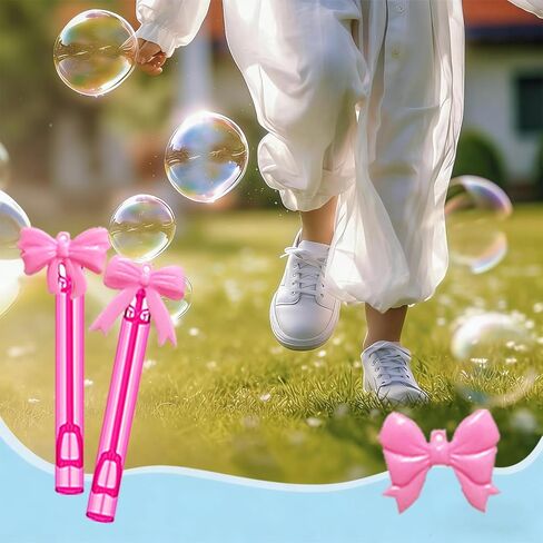 24 Pcs Pink Bow Bubble Wands - Princess Themed Bubble Makers, Piñata Stuffers & Goodie Bag Fillers for Birthday Party Favors, Bridal Shower Decor, Wedding Supplies & Outdoor Activities in Kuwait