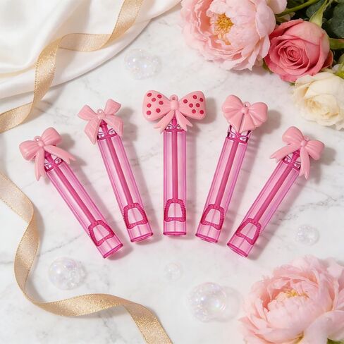 24 Pcs Pink Bow Bubble Wands - Princess Themed Bubble Makers, Piñata Stuffers & Goodie Bag Fillers for Birthday Party Favors, Bridal Shower Decor, Wedding Supplies & Outdoor Activities in Kuwait
