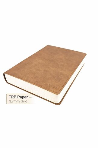 دفتر ملاحظات Allieryaz Tomoe River الورقي مقاس A5 - مجلة سميكة 1000 صفحة، خيارات ورق TRP وكوجي، شبكة (2 مم / 3.7 مم)، غطاء ناعم، صديق لقلم الحبر (بني، شبكة TRP 3.7 مم) in Kuwait