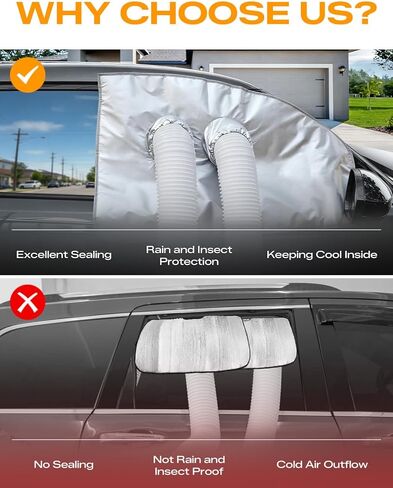 Portable Air Conditioner Window Kit - Car Window Vent Seal Kit for AC Air Conditioner/Dryer, Fits Most Sedans SUV and MPV CRV SRV, Tool-Free Install, Helps Block Hot Air in Kuwait