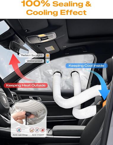Portable Air Conditioner Window Kit - Car Window Vent Seal Kit for AC Air Conditioner/Dryer, Fits Most Sedans SUV and MPV CRV SRV, Tool-Free Install, Helps Block Hot Air in Kuwait