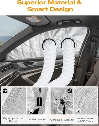 Portable Air Conditioner Window Kit - Car Window Vent Seal Kit for AC Air Conditioner/Dryer, Fits Most Sedans SUV and MPV CRV SRV, Tool-Free Install, Helps Block Hot Air in Kuwait