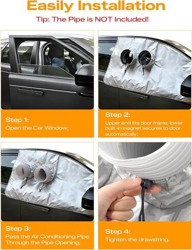 Portable Air Conditioner Window Kit - Car Window Vent Seal Kit for AC Air Conditioner/Dryer, Fits Most Sedans SUV and MPV CRV SRV, Tool-Free Install, Helps Block Hot Air in Kuwait
