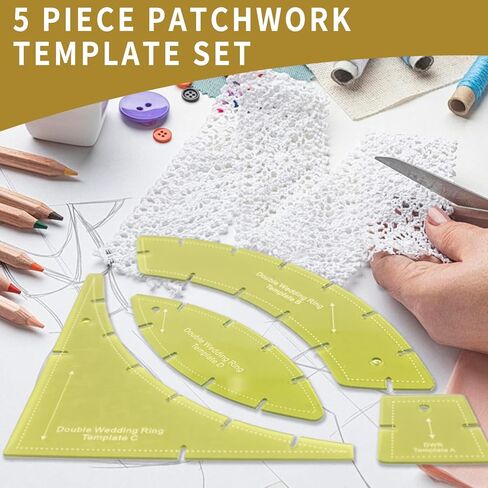 Premium Acrylic Quilting Templates -5Pcs Double Wedding Ring Quilt Templates Set - Enhanced Durability & Precision in Kuwait