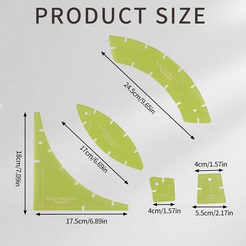 Premium Acrylic Quilting Templates -5Pcs Double Wedding Ring Quilt Templates Set - Enhanced Durability & Precision in Kuwait
