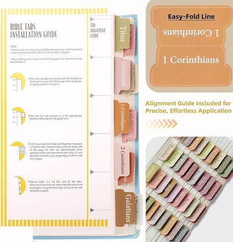 Bible Tabs for Women Men & Kids - 2 Sets, 75 Tabs per Set, 150 Total, Laminated Chapter Index Labels, Neutral Boho Theme, Large Print Stickers, Easy Navigation for Bible Study, 2 DIY Bookmarks in Kuwait