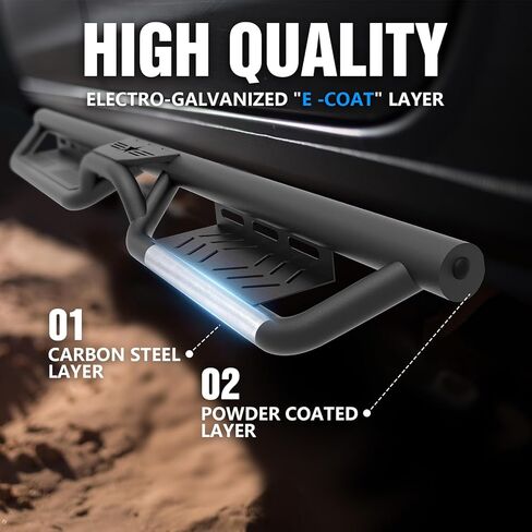 خطوات جانبية لألواح الجري متوافقة مع 2007 2008 2009 2010 2011 2012 2013 2014 Toyota FJ Cruiser، قضبان خطوة Nerf Bar، تصميم من الصلب عالي التحمل بدرجين (فولاذ أسود، شعار نجمة) in Kuwait