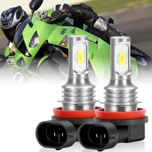 طقم مصابيح أمامية LED قطعتين لدراجة Kawasaki Ninja ZX-6R ZX600 2007-2012، 6000K Super White 12000LM H8/H9/H11 Hi/Lo Beam استبدال الدراجة النارية، التوصيل والتشغيل 【عبوة من قطعتين】 in Kuwait